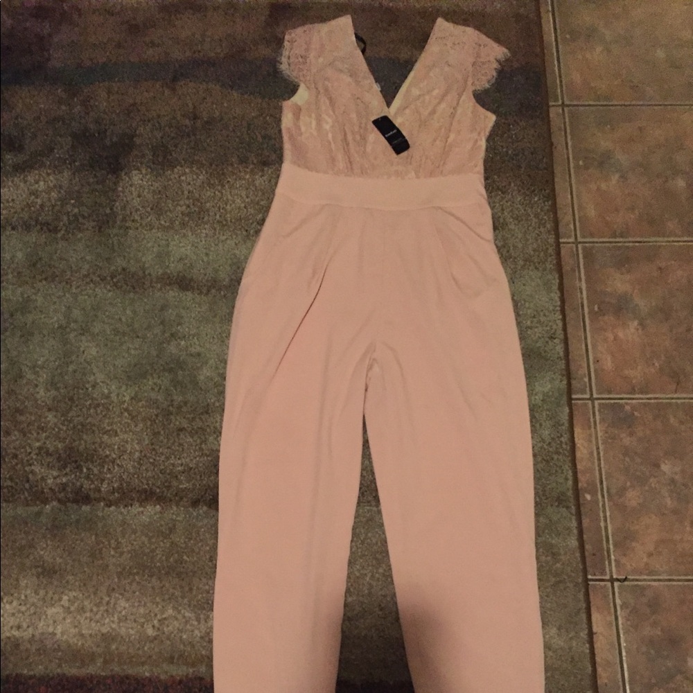 Bebe Lace Pink Jumpsuit 10